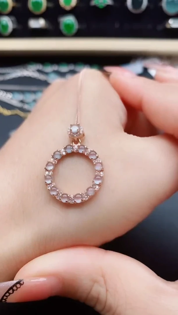 翡翠银S925镶嵌吊坠(赠链)08500