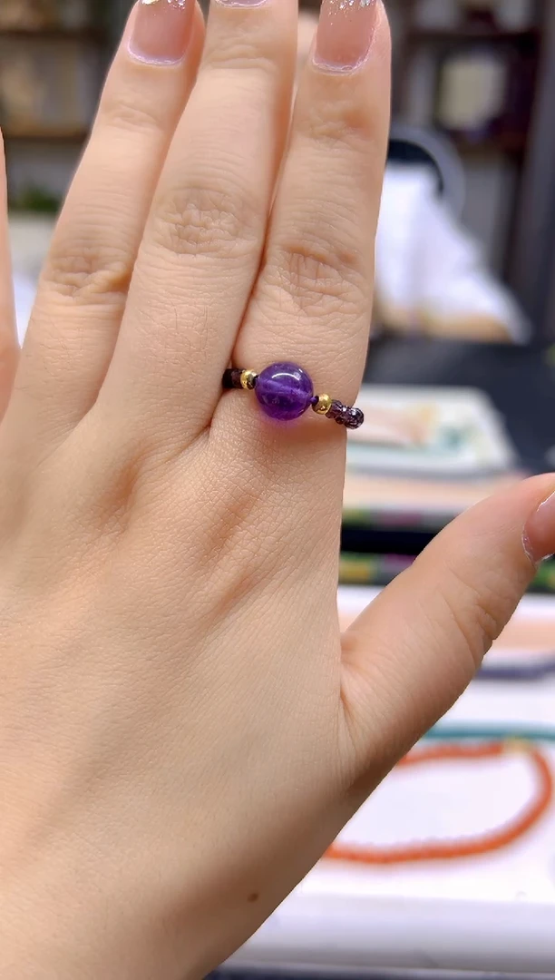 紫晶戒圈未镶嵌DIY款J109