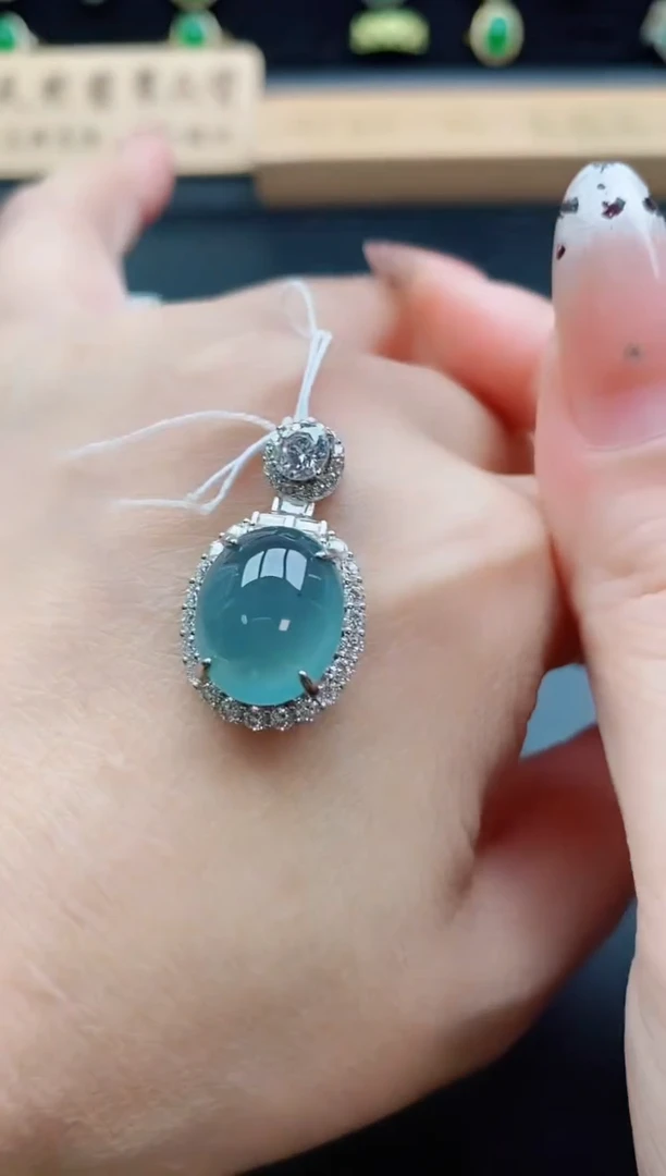 吊坠(赠链)银S925镶嵌翡翠1