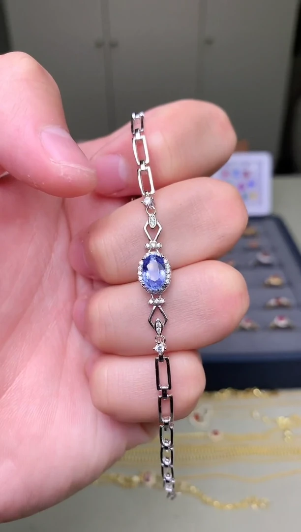【闪购商品】蓝宝石手链银S925镶嵌手链