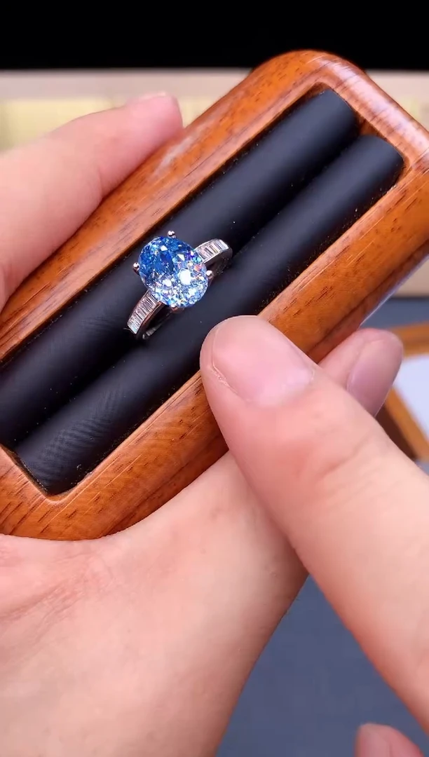 海蓝宝石戒指银S925镶嵌4532