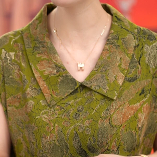 2025苏杭新款气质高端优雅显瘦高级高 芥末绿连衣裙