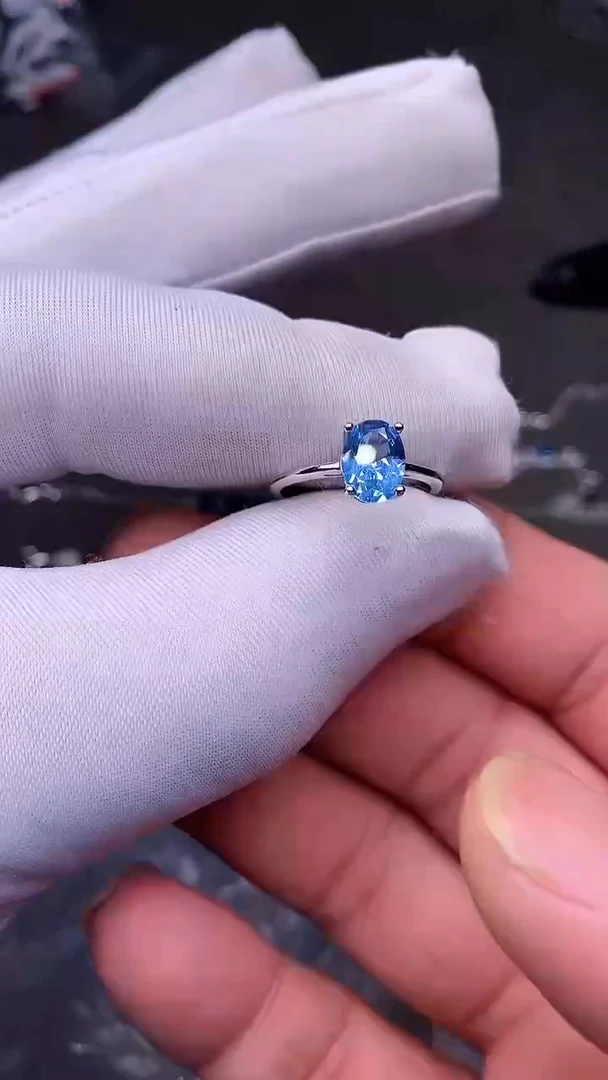 【闪购商品】海蓝宝石戒圈银S925镶嵌......