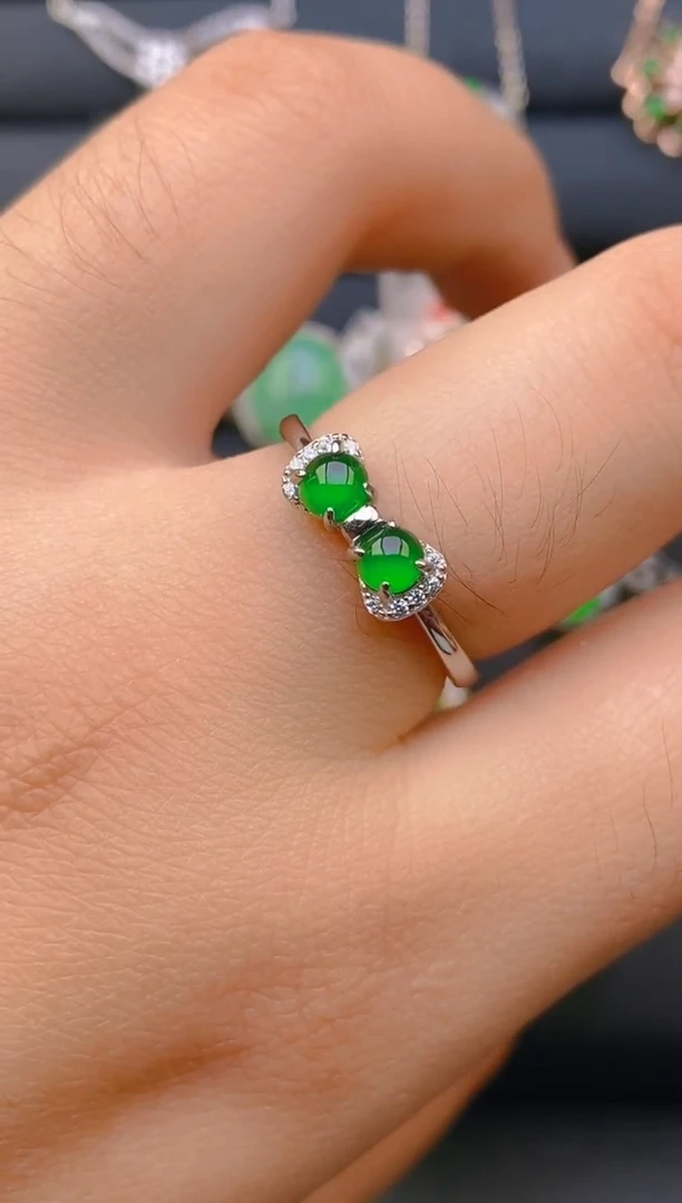 【闪购商品】翡翠戒指银S925镶嵌天然A货翡翠1