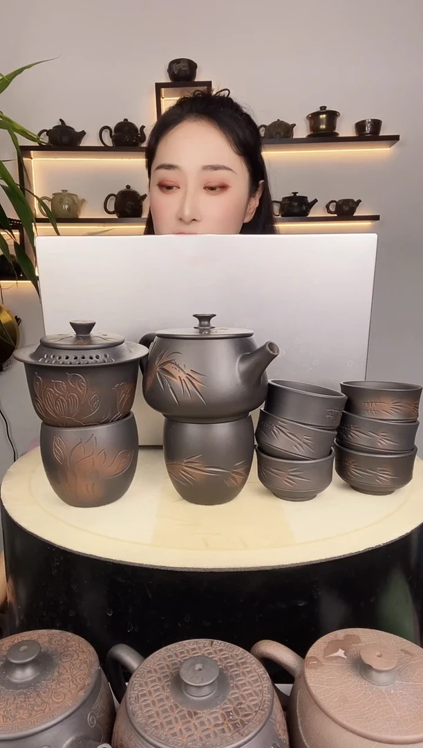 竹子300壶九件套+多只荷花主人杯