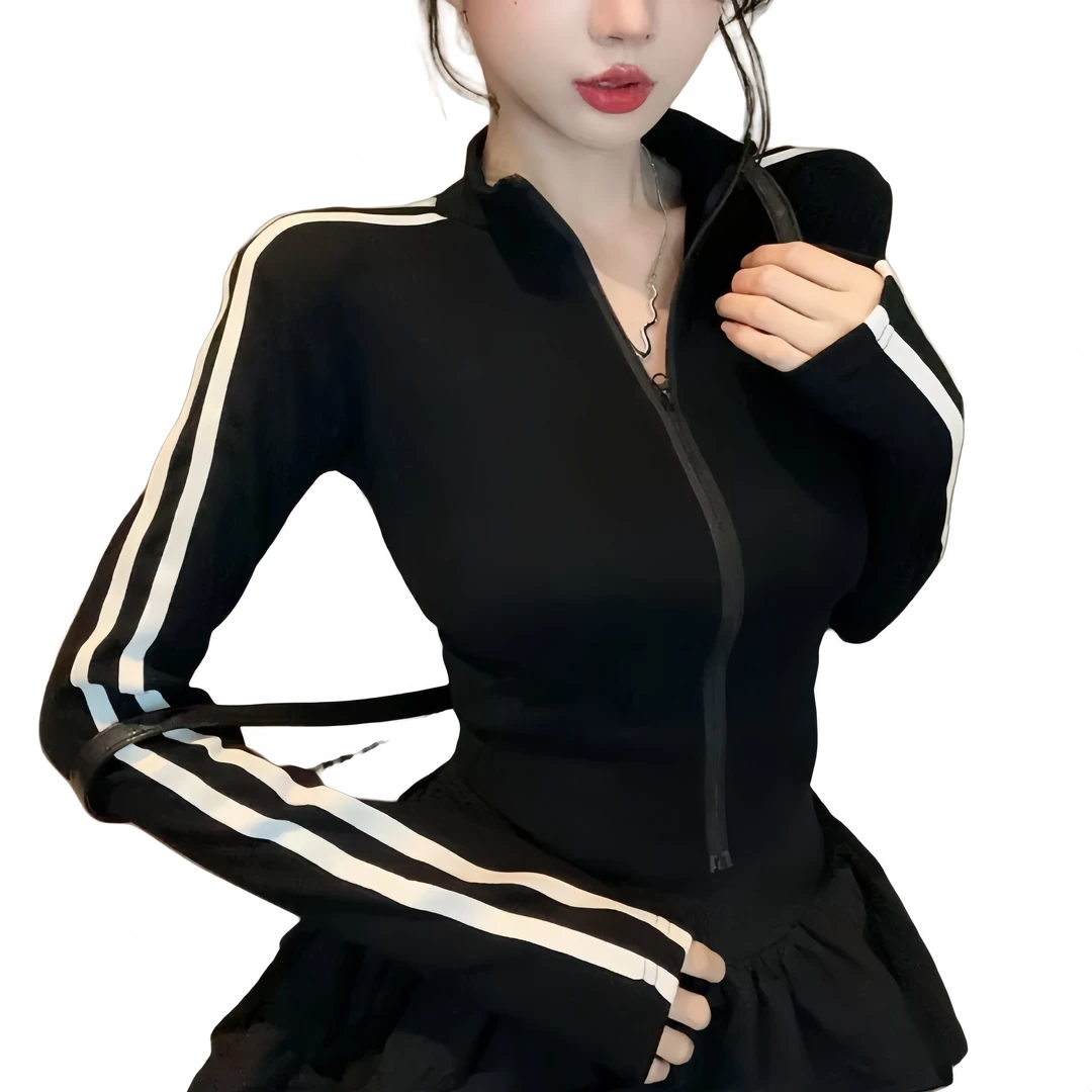 「主播推荐夏季新款」9019款辣妹竖条上衣