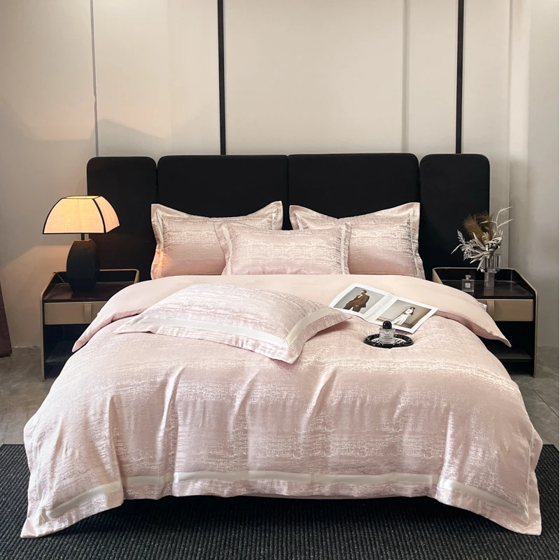 【工厂直销】2025新品天丝提花水洗宽边简约天丝棉四件套轻奢纯色