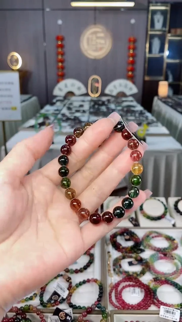 未镶嵌收藏级净体老矿碧玺单圈手串8mm+碧玺hon多样性发货一条