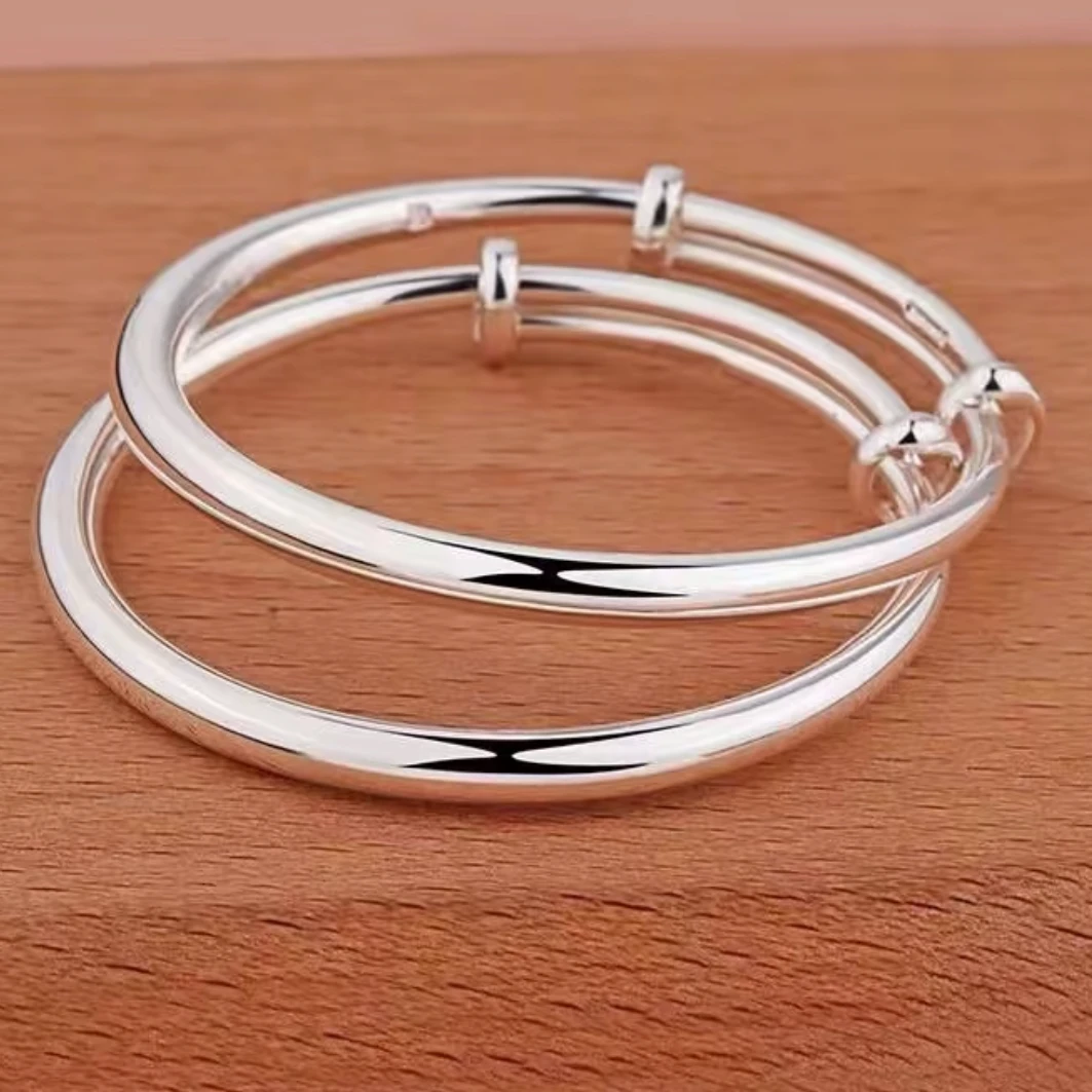 足银手镯 周大生足银宝宝足银手镯对镯#百搭送礼物小宝宝定口手镯