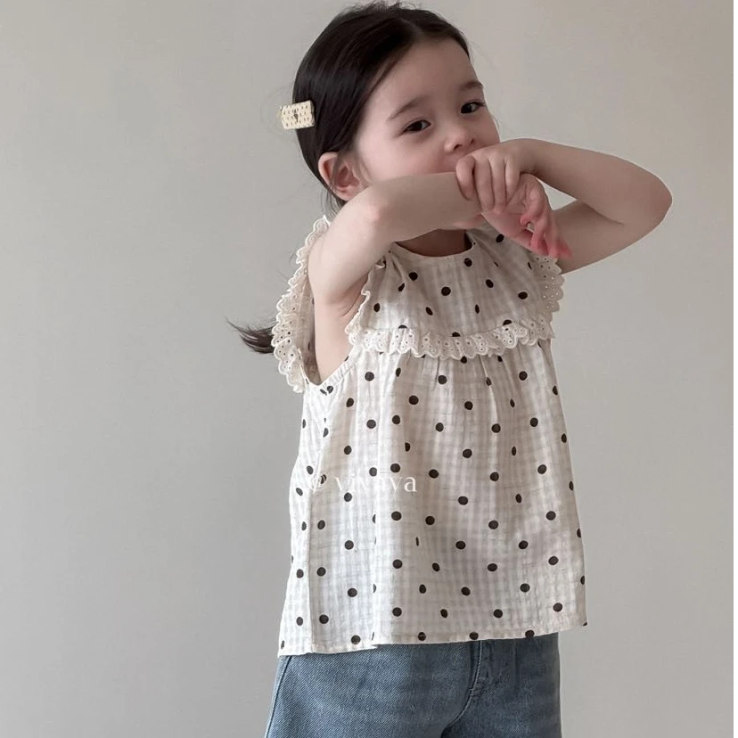 【YIYAYA】25夏~女童波点花边背心娃娃衫15196