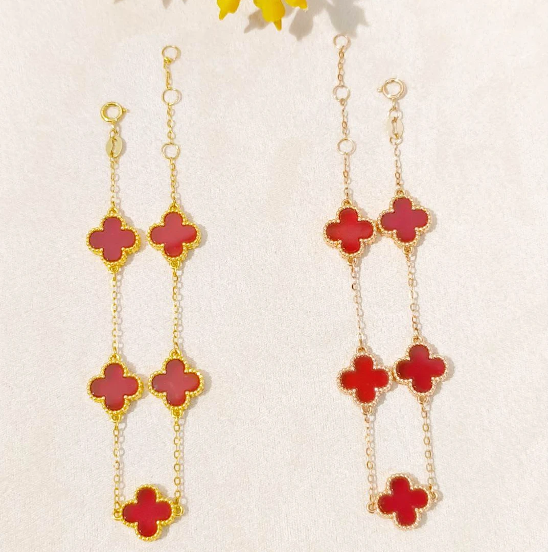 五花 红玛瑙手链 10mm 18k金镶嵌 k枚k黄 经典百搭 多样性发一