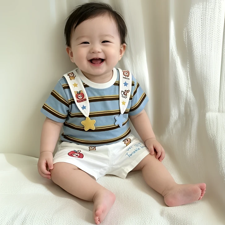 新款夏季蜡笔小新+星星人两件套宝宝婴幼韩版洋气萌趣外出服套装