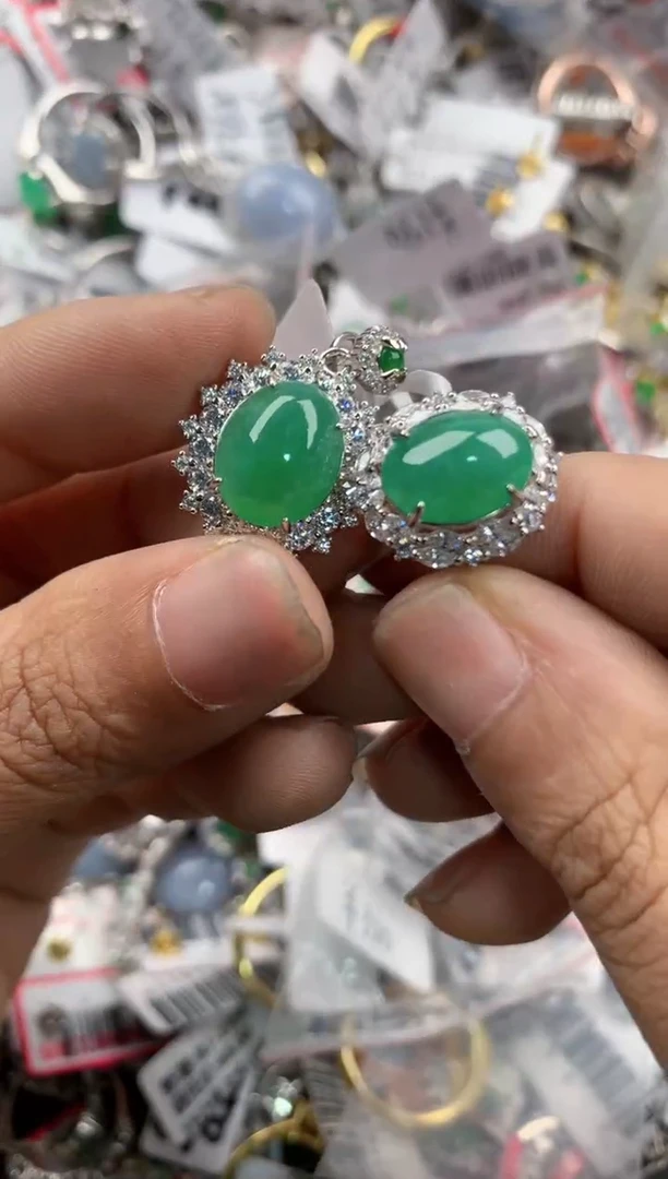 银S925镶嵌戒指翡翠141414---5