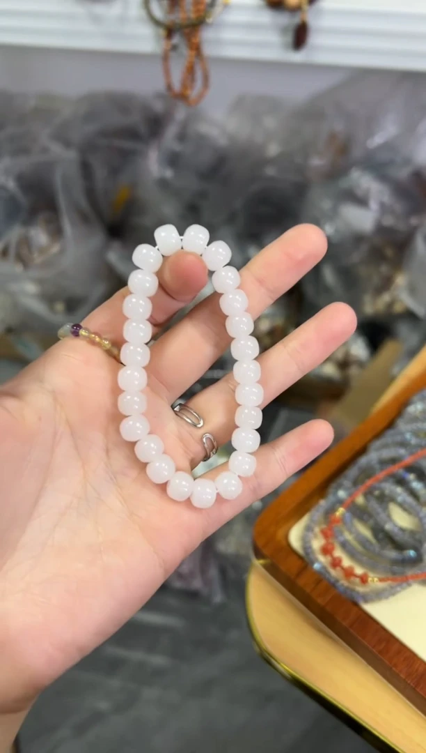 【闪购商品】和田玉手链未镶嵌和田白玉桶珠手链[3823]