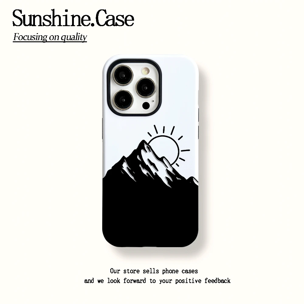 菲林二合一适用苹果华为vivo小米oppo手机壳素描日出16PRO