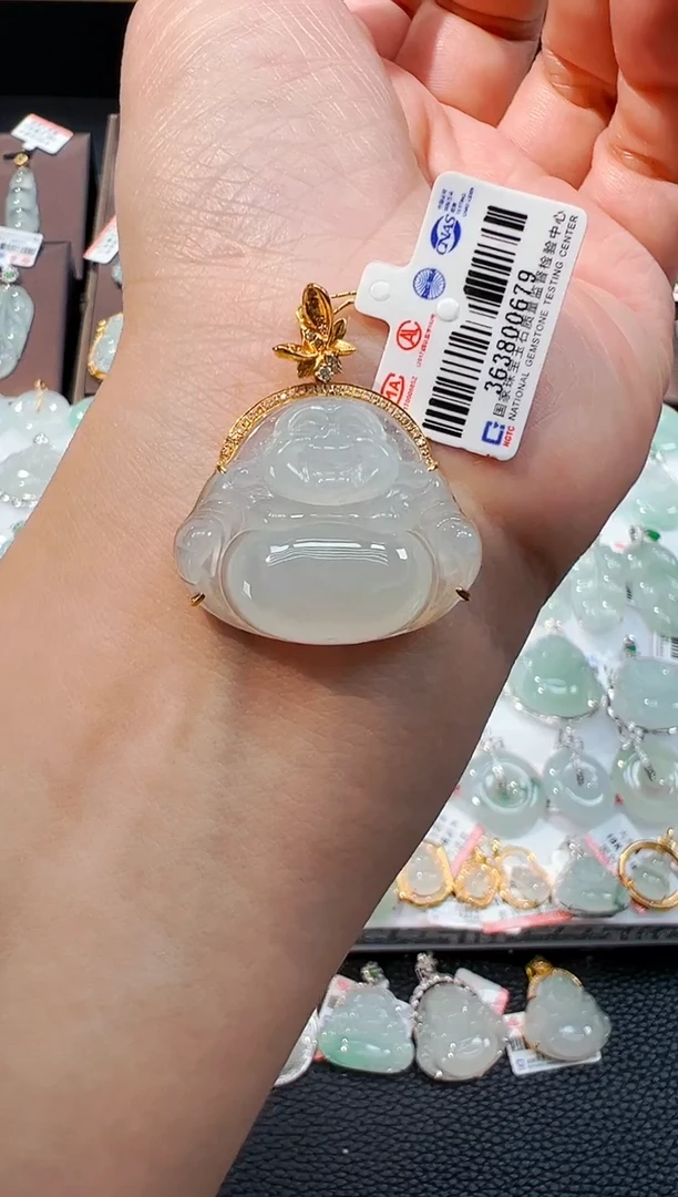 翡翠18K金镶嵌吊坠(不含链)佛公吊坠679