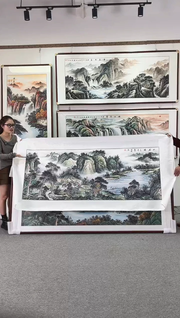 国画纯手绘228x100山居图