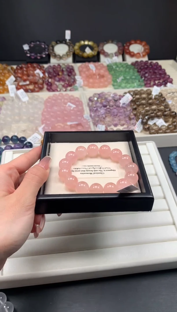 【闪购商品】水晶手链未镶嵌西柚粉14mm A49