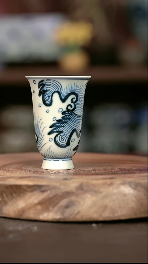 手绘 高温现代瓷  气窑   葫芦纹闻香杯90C