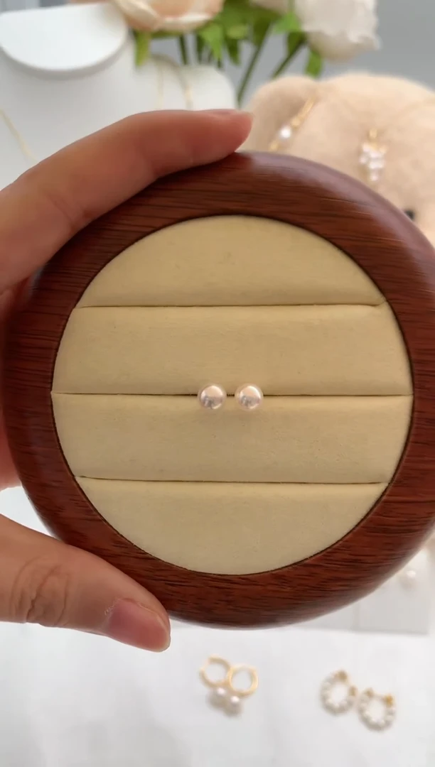 【闪购商品】海水珍珠耳钉18K金镶嵌5.5-6极光素钉