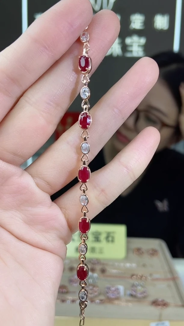 【闪购商品】红宝石手链银S925镶嵌手链