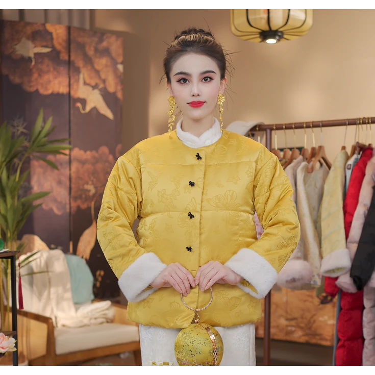 《绕枝眠 -棉服》新中式提花复古国风休闲百搭高定圆领加厚棉服