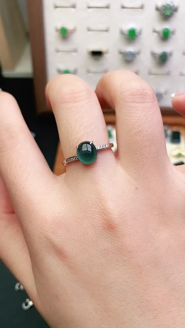 银S925镶嵌戒指翡翠0