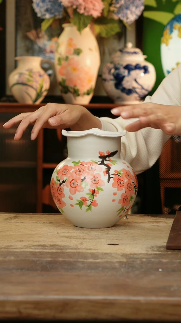 瓷片景德镇纯手工釉下彩精品花瓶