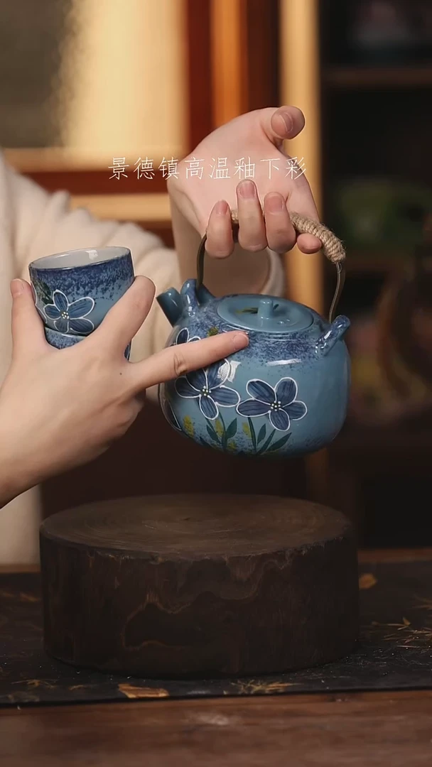 陶瓷景德镇高温釉下手绘陶瓷@L706@