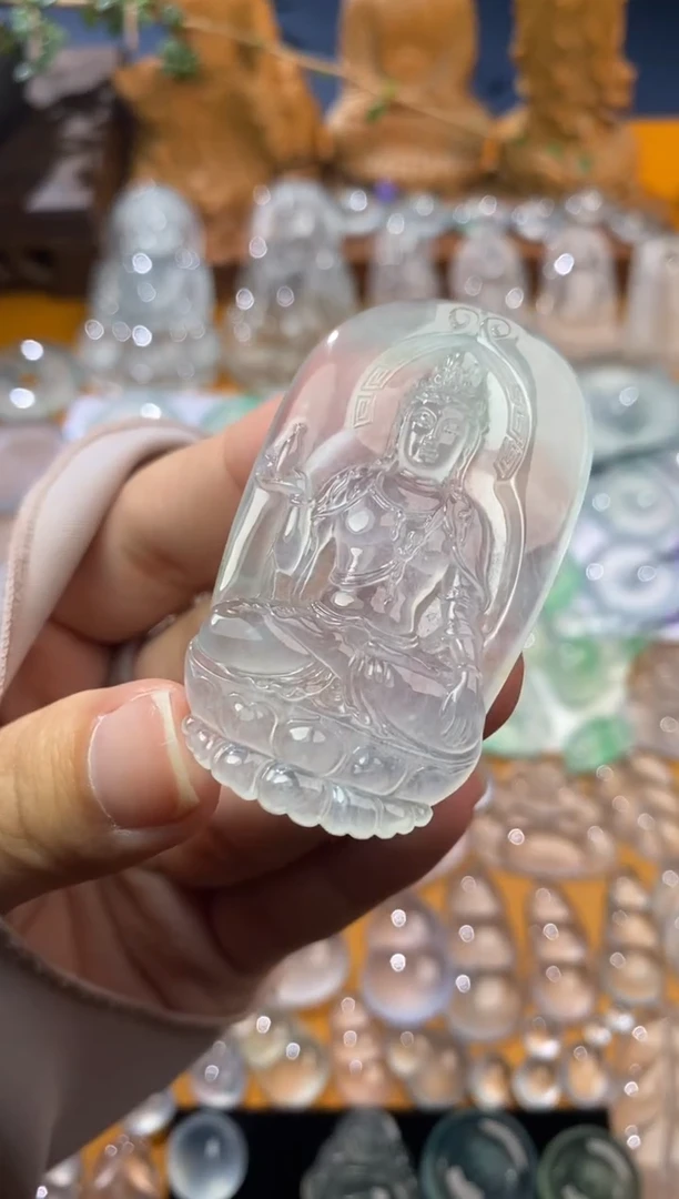 【闪购商品】定制翡翠未镶嵌观音54*30.8*5.7