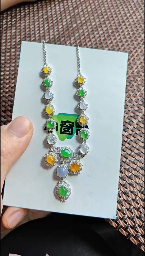 【闪购商品】翡翠颈饰银S925镶嵌翡翠颈饰S925银镶嵌