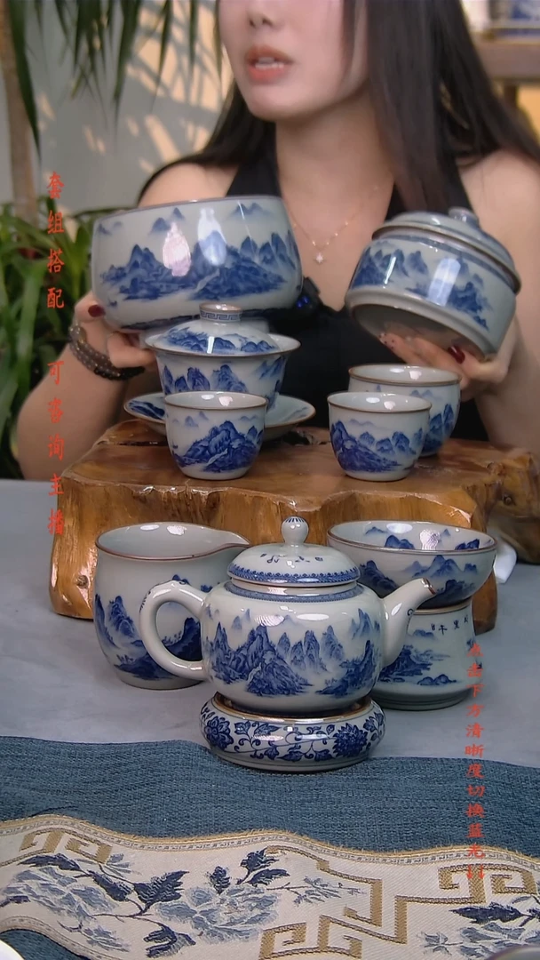 简装家用款10件套 老陶泥开片纹陶瓷茶具