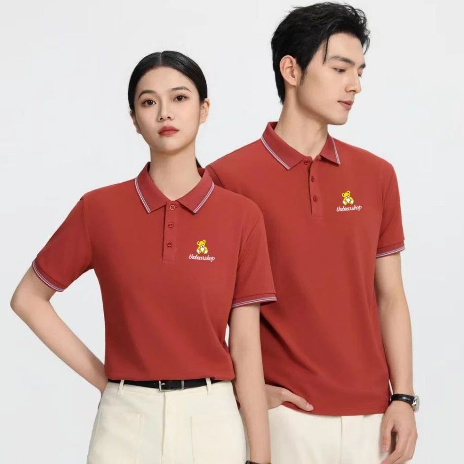 夏装时尚夏季服务员刺绣标准男短袖速干Polo衫修身型