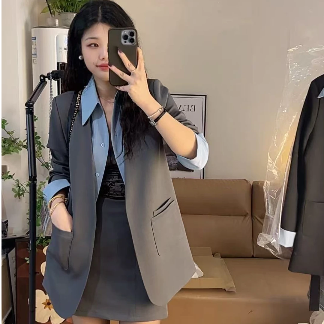 316时尚套装V领西服套装长袖2025春夏女装新款时尚显瘦休闲两件套