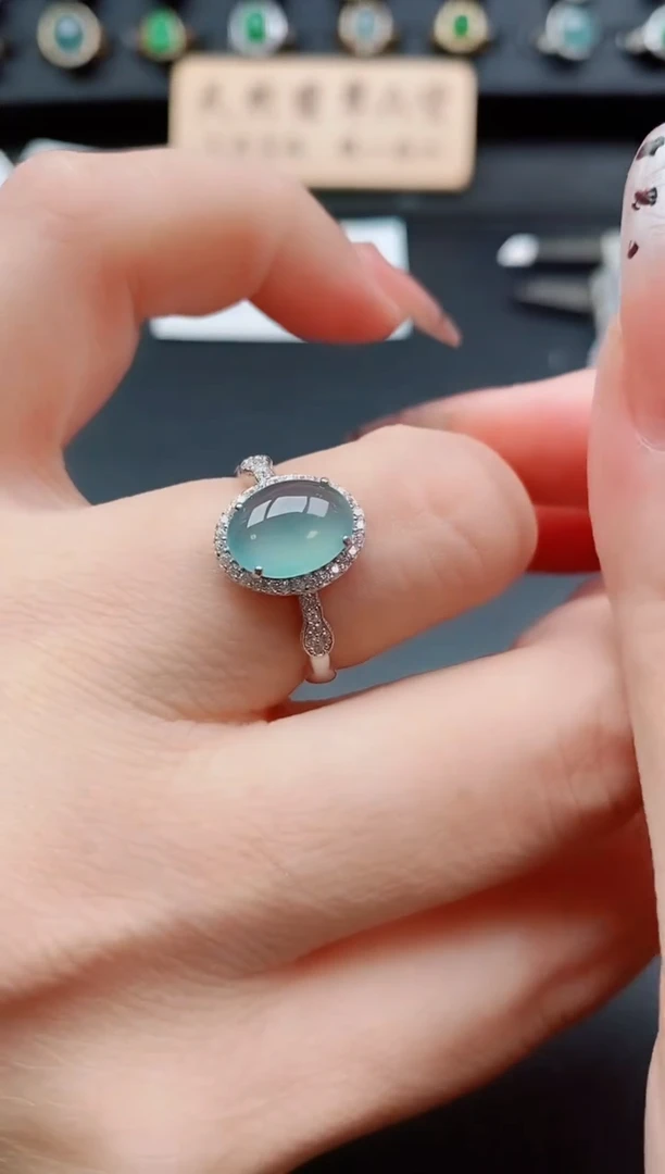 银S925镶嵌戒指翡翠1