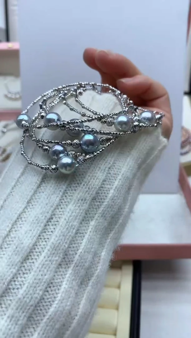 银S925镶嵌手链海水珍珠多样性发其一