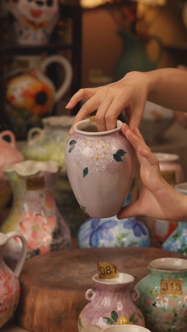 陶瓷472景德镇设计师手作花器摆件侘寂风