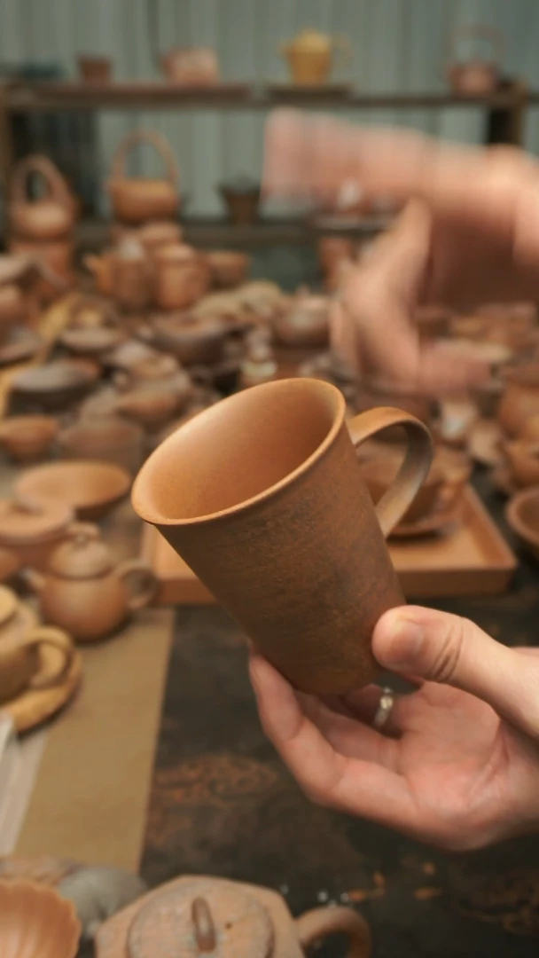 老岩泥原矿料  小把手咖啡杯