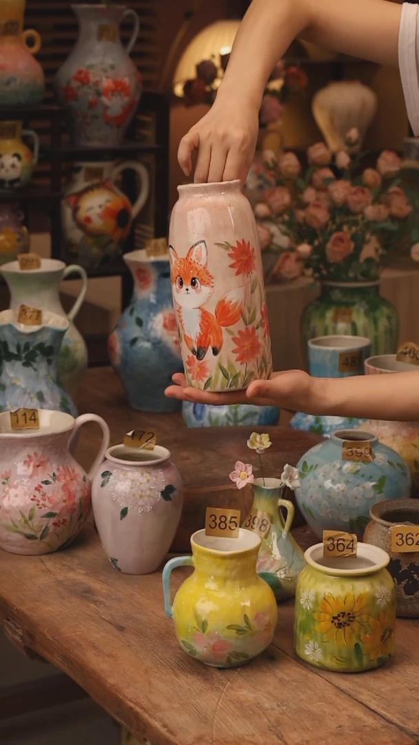 陶瓷539景德镇设计师手作花器摆件侘寂风