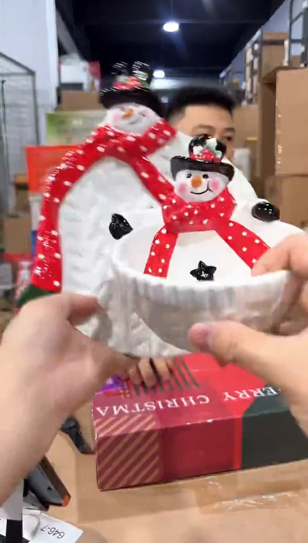 瓷片原盒雪人碗加特雷西原盒雪人盘子2件套