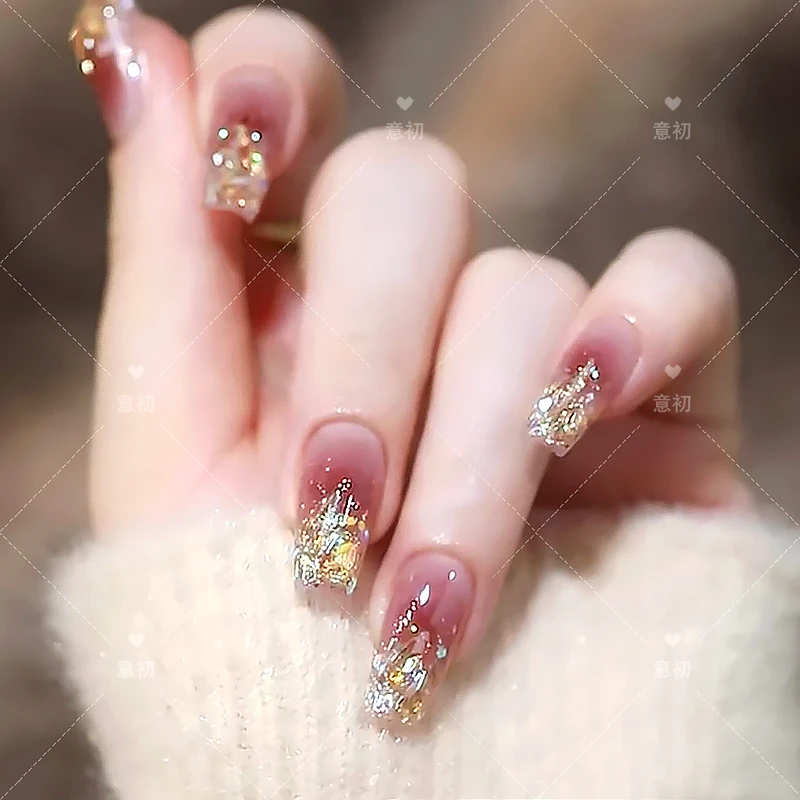 纯手工穿戴甲美甲片短款中长款指甲油胶气质显手白乌梅子酱流行款