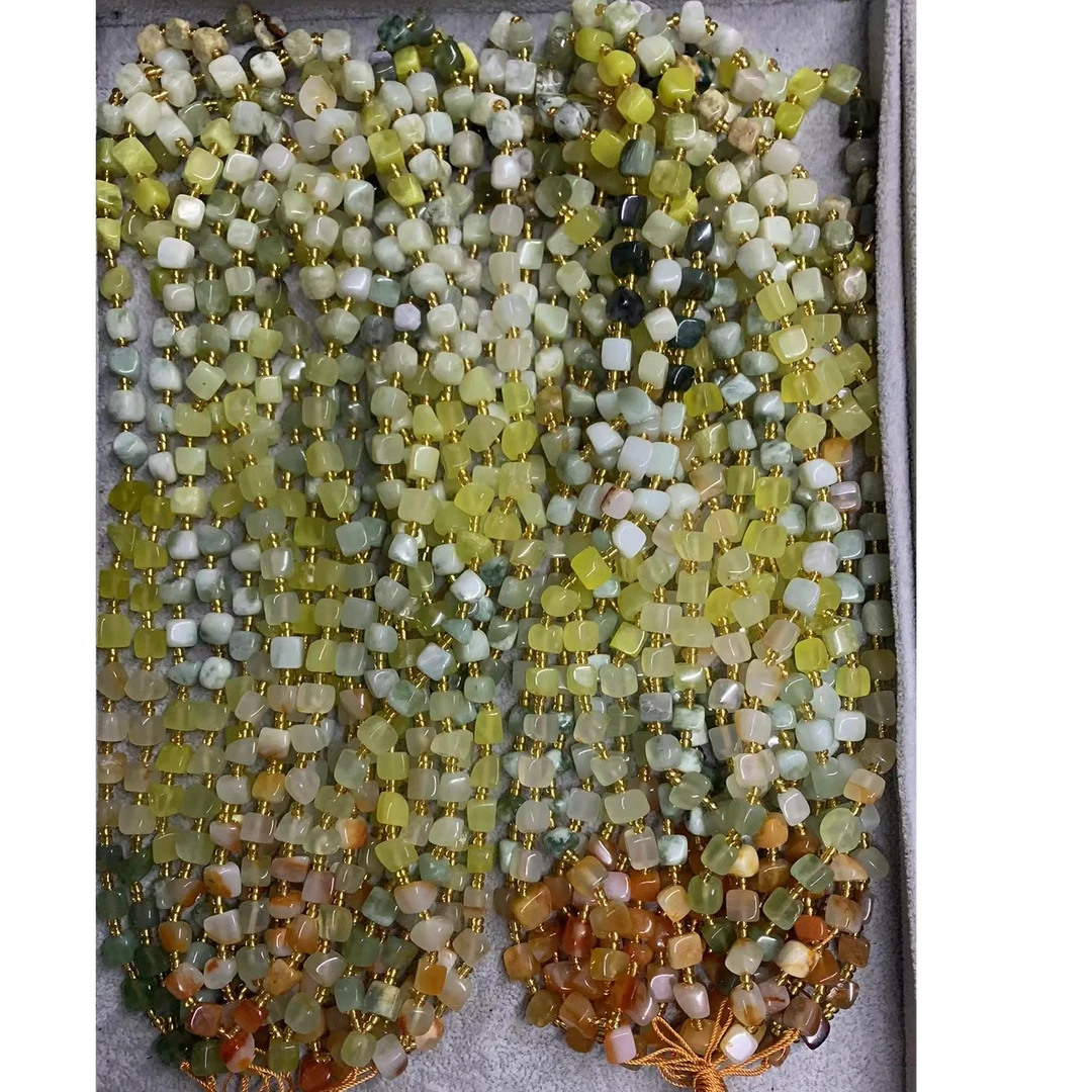 天然岫玉  时尚百搭  方糖珠链  多样性发货其中发一  黄绳