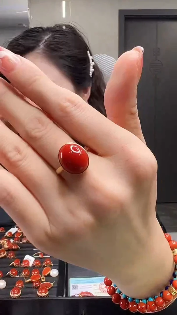 【闪购商品】南红玛瑙戒指18K金镶嵌/YJ