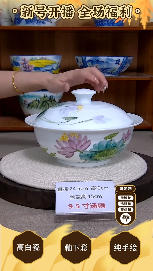盘【陶源造】景德镇手绘釉下彩陶瓷餐具