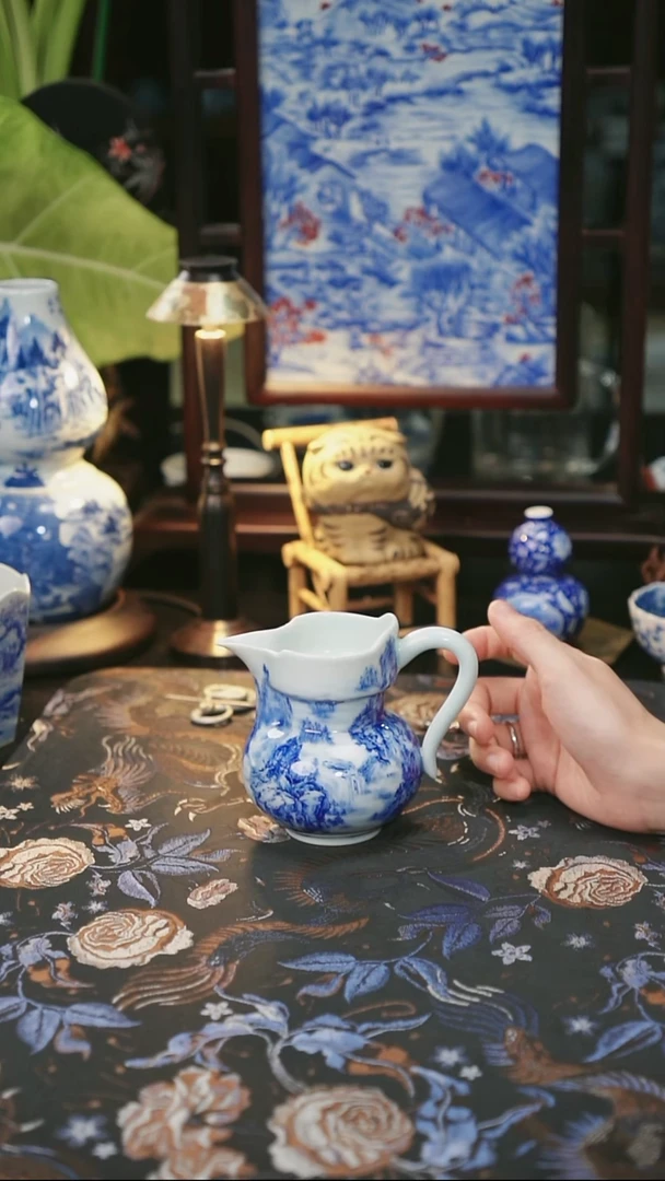 谷子窑 山水异型公道杯