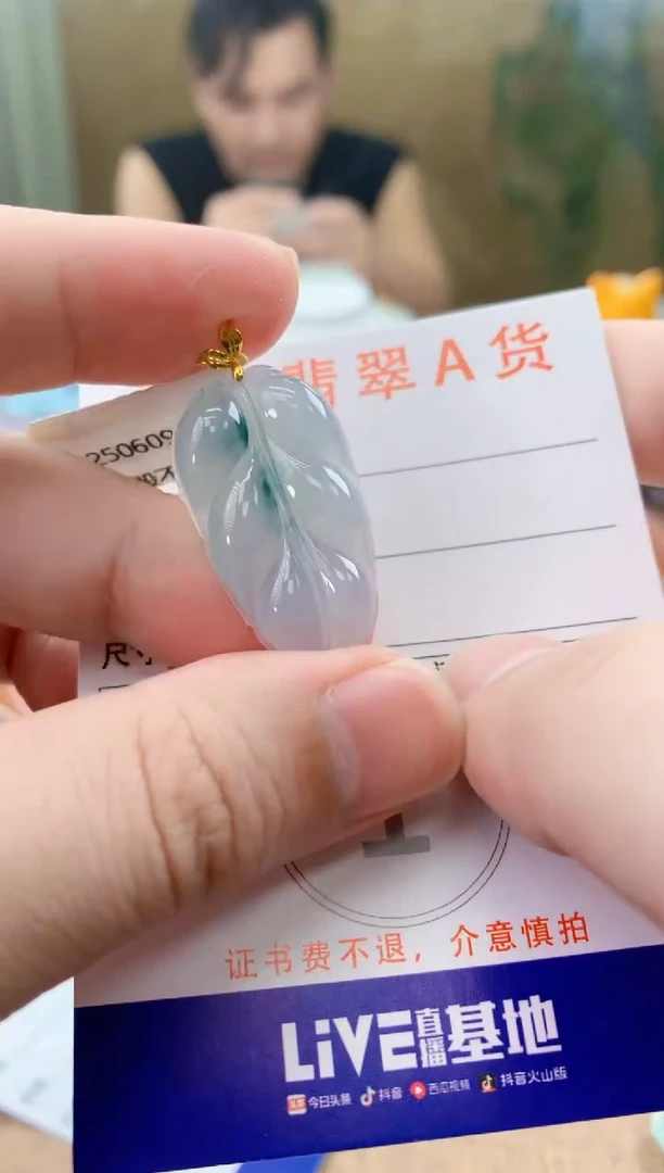 颈饰18K金镶嵌翡翠天然A货翡翠挂件