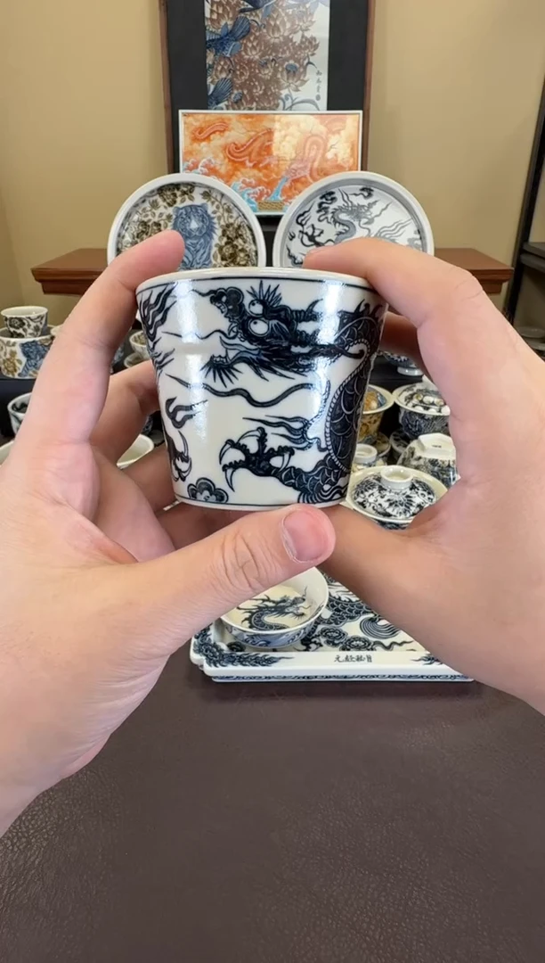 二号釉1351龙纹大冰桶杯
