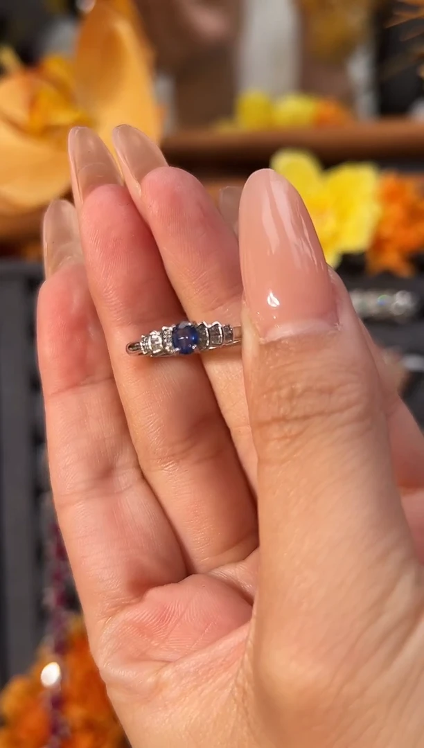 戒指蓝宝石银S925镶嵌戒指