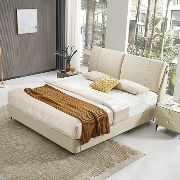 DE RUCCI/慕思皮床 039奥兰岛主卧意式轻奢真皮床卧室家具皮床