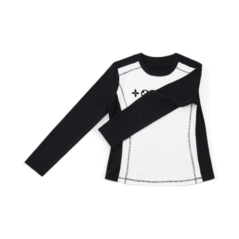 安安推荐【邂逅】25秋季拼接圆领设计百搭亲肤透气长袖T恤